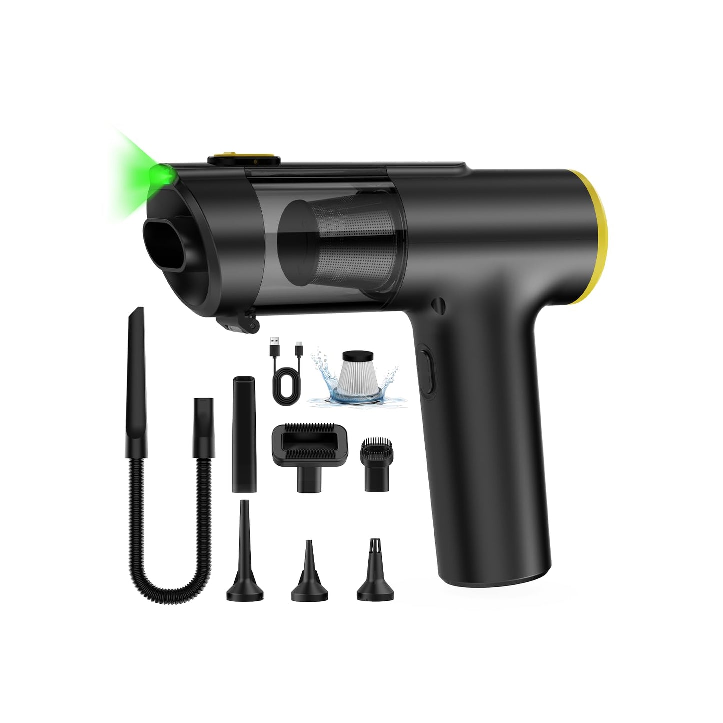 Zynet V5 Handstaubsauger Akku Kabellos, 28000Pa Mini Autostaubsauger 3-in-1