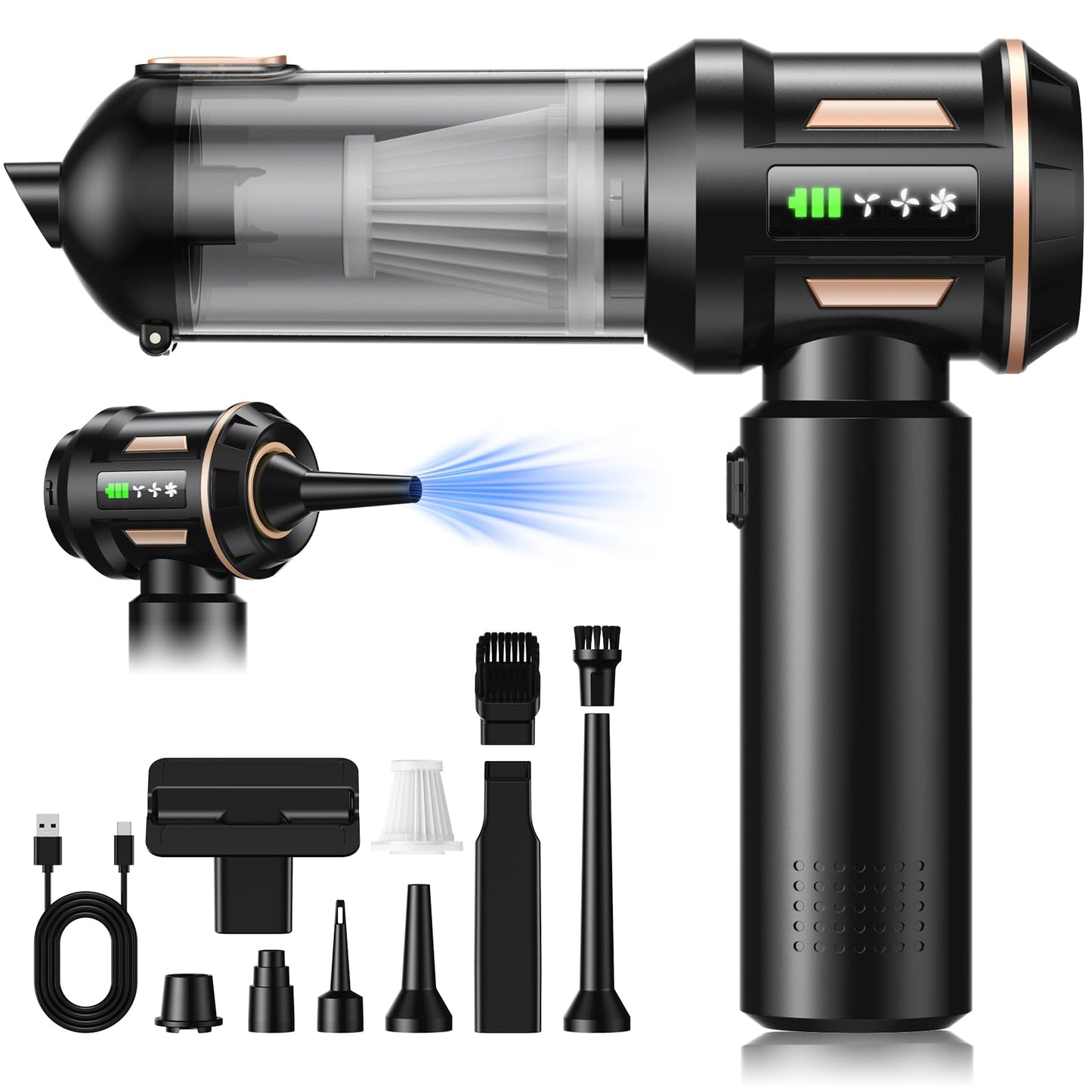 SLOKSFil 2026 Handstaubsauger Akku Kabellos,22000PA 4-in-1 Mini Autostaubsauger mit Bürstenloser Motor,Auto Staubsauger Stark für Haus/Auto/Tierhaar/Küche (HL138)