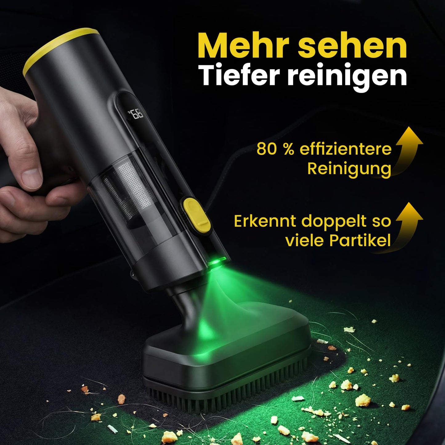 Zynet V5 Handstaubsauger Akku Kabellos, 28000Pa Mini Autostaubsauger 3-in-1