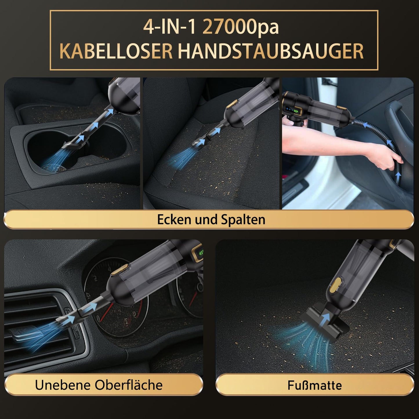 Lyiazsoy Handstaubsauger Akku,Mini Kabellos Auto staubsauger stark 27000Pa