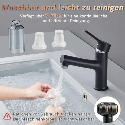 MILFECH 4-in-1 Handstaubsauger Akku,22000Pa Autostaubsauger mit Bürstenloser Motor,3-Gang 180000 U/min Handstaubsauger Kabellos,Mini Staubsauger für Auto,Haus,Tierhaare(Schwarz)
