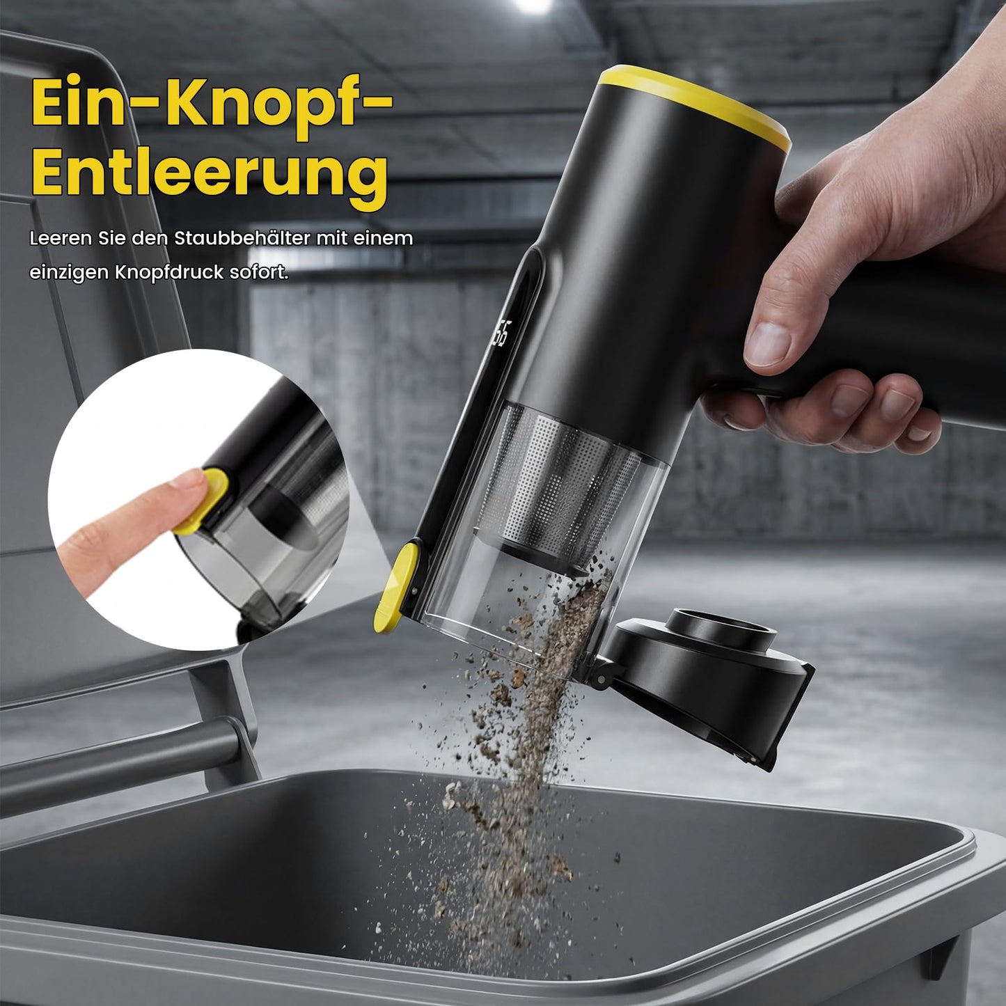 Zynet V5 Handstaubsauger Akku Kabellos, 28000Pa Mini Autostaubsauger 3-in-1