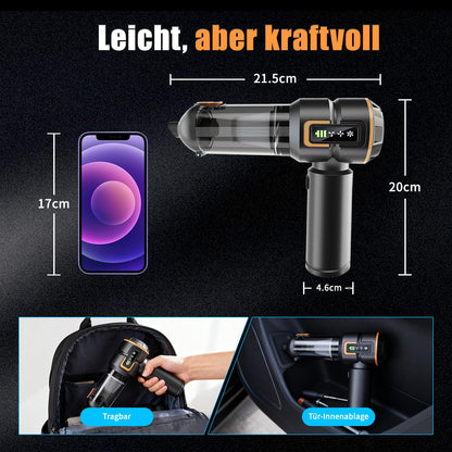 Handstaubsauger Akku Kabellos - 23000pa Auto Staubsauger Stark,Mini Staubsauger Für Auto,Pc,Haus,KüChe,Ritzen Und Ecken,Handsauger Akku Stark Saugend,Kann Als Luftpumpe u. Staubgebläse Dienen,6000mAh