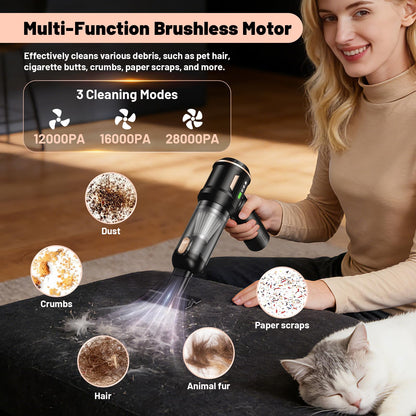 SLOKSFil 2026 Handstaubsauger Akku Kabellos,22000PA 4-in-1 Mini Autostaubsauger mit Bürstenloser Motor,Auto Staubsauger Stark für Haus/Auto/Tierhaar/Küche (HL138)