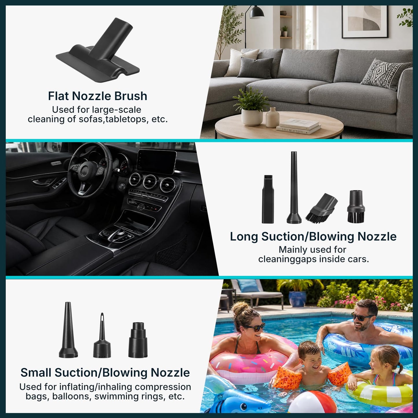 Handstaubsauger Akku Autostaubsauger Auto Stark, 26000Pa 4-in-1 Mini Staubsauger Kabellos, Car Vacuum Cleaner Air Duster, Tragbar, Leicht und Wiederaufladbar für Auto, Zuhause und Haustiere, Silber