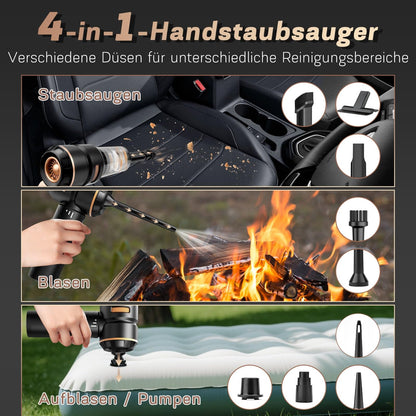 MILFECH 4-in-1 Handstaubsauger Akku,22000Pa Autostaubsauger mit Bürstenloser Motor,3-Gang 180000 U/min Handstaubsauger Kabellos,Mini Staubsauger für Auto,Haus,Tierhaare(Schwarz)